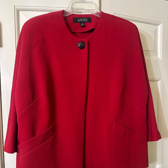 Kasper Jackets & Blazers - Kasper Women’s Red Jacket Size XL, NWT, One Button Front 3/4 Sleeve
